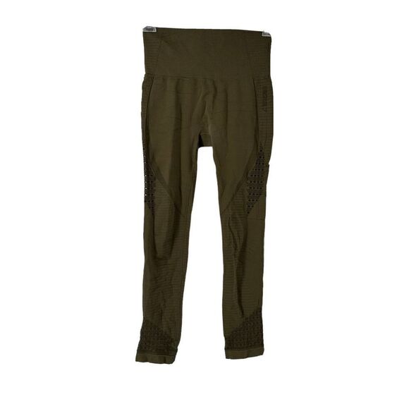 Gymshark Leggings Energy Seamless Army Green Active Wear Size M Cut Outs Hi Rise - Picture 1 of 9